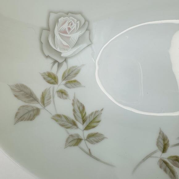 Noritake Edenrose 10" Oval Vegetable Bowl Gray/Pink/White Roses VTG - Picture 5 of 16
